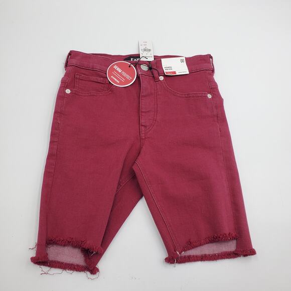 Express Bermuda High Rise Short in Burgundy Size 00 - Picture 1 of 6